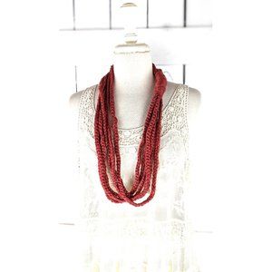 Hand braided cotton yarn rope chord layered lightweight scarf necklace